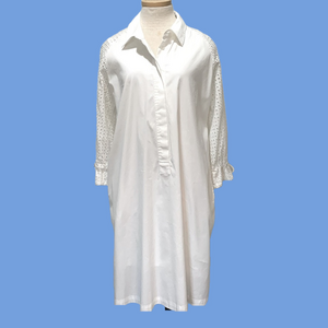 Chico’s sz L (2) white midi dress with eyelet sleeves